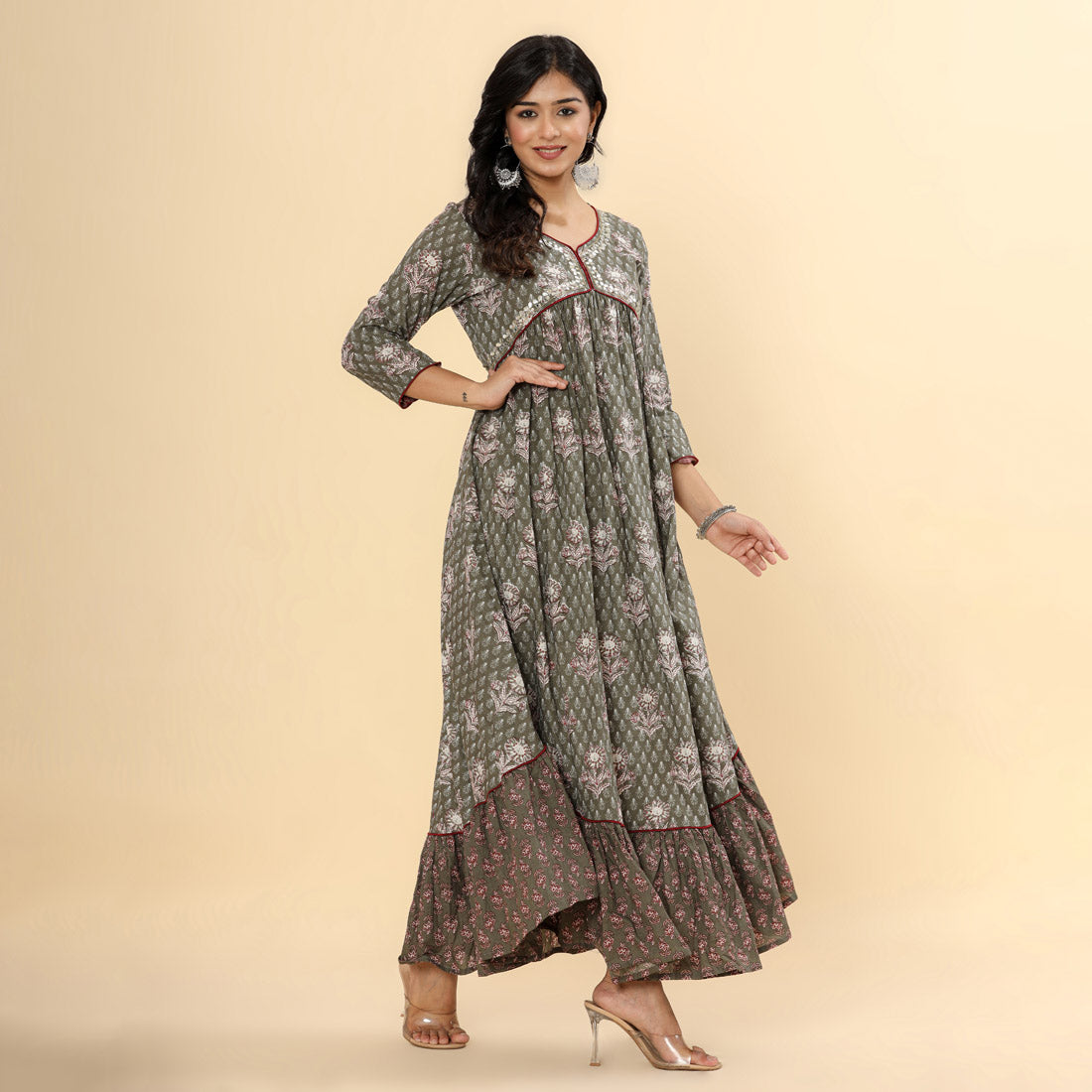 Grey Color Elegant Anarkali Kurta