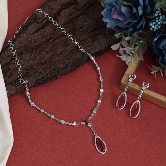 Rani Color American Diamond Necklace Set (CZN1020RNI)