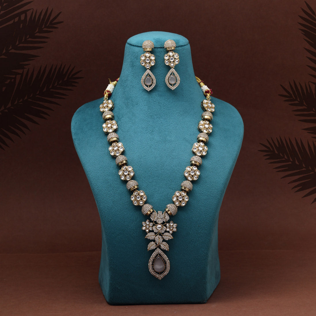 Purple Color Premium Quality Handmade In Jaipur Brass Ad & Monalisa Stone Necklace Set (CZN1071PRP)