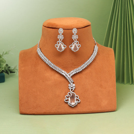 Silver Color American Diamond Necklaces Set