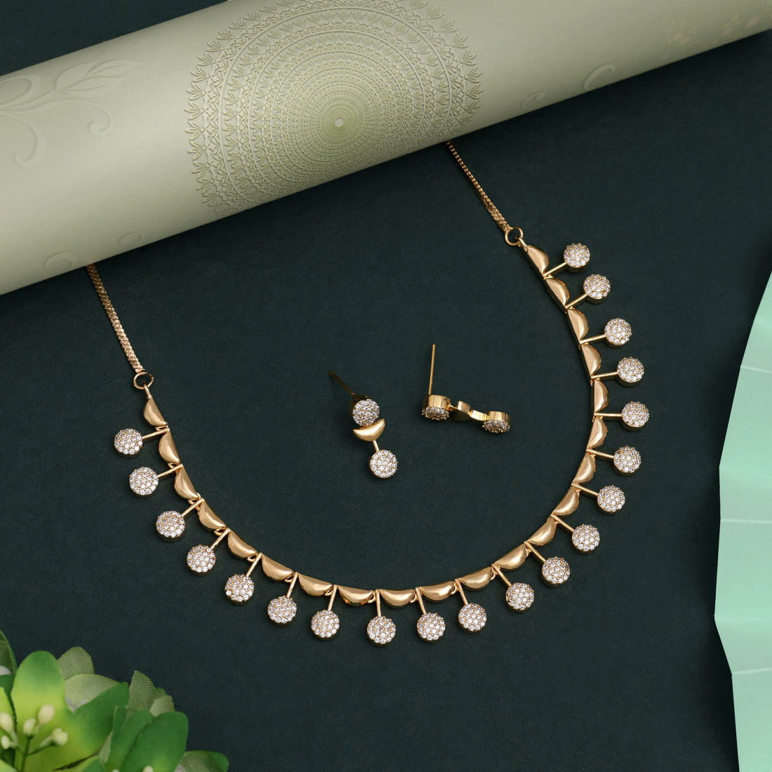 White Color American Diamond Necklace Set For Beautiful Bridal And Formal Moments