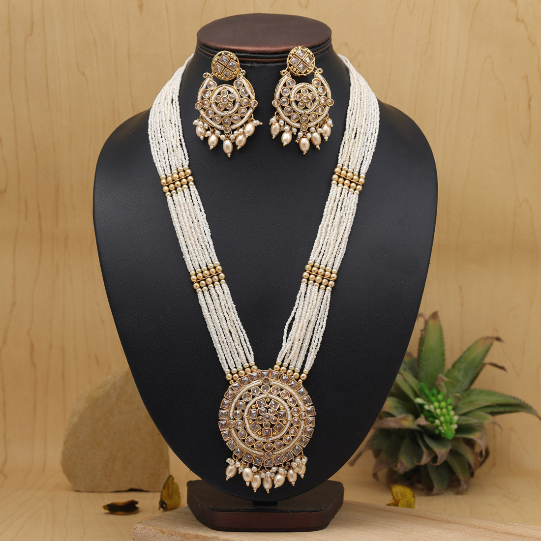 Gold Color American Diamond Long Necklace Set (CZN916GLD)