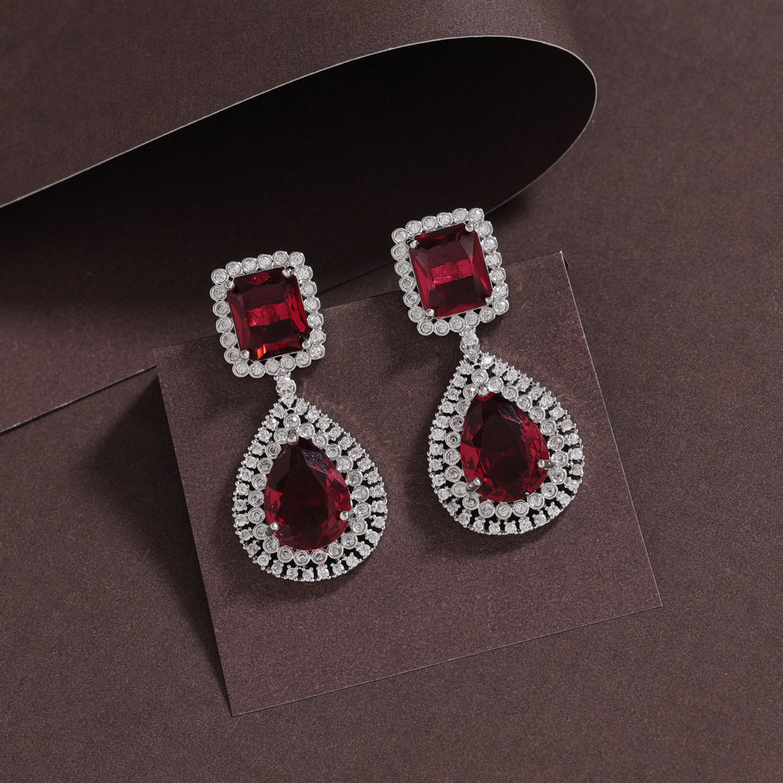 Ruby Color American Diamond Necklace Set (CZN926RUBY)