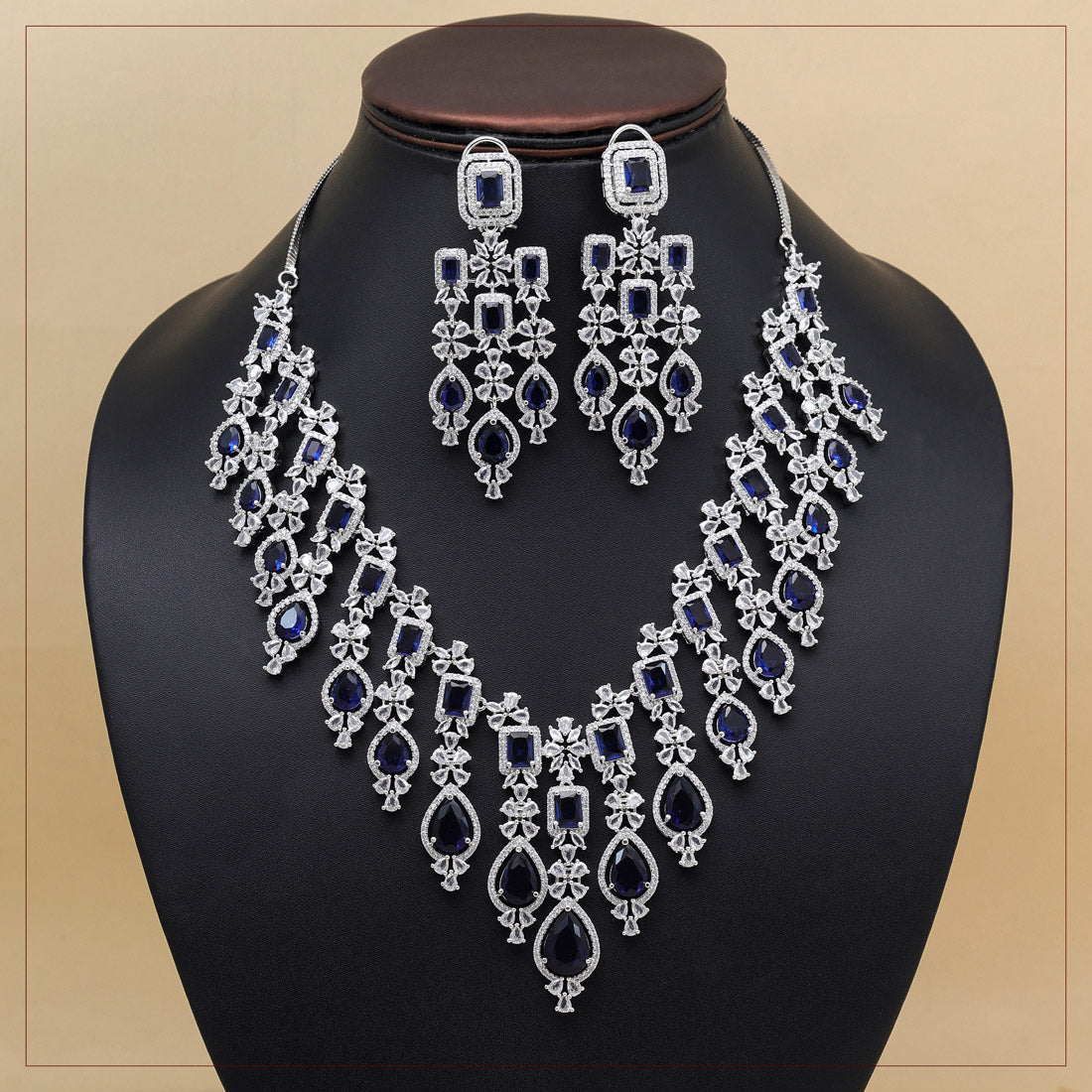 Blue Color American Diamond Necklace Set (CZN936BLU)