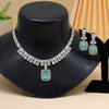 Pista Green Color American Diamond Necklace Set (CZN937PGRN)