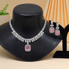 Pink Color American Diamond Necklace Set (CZN937PNK)