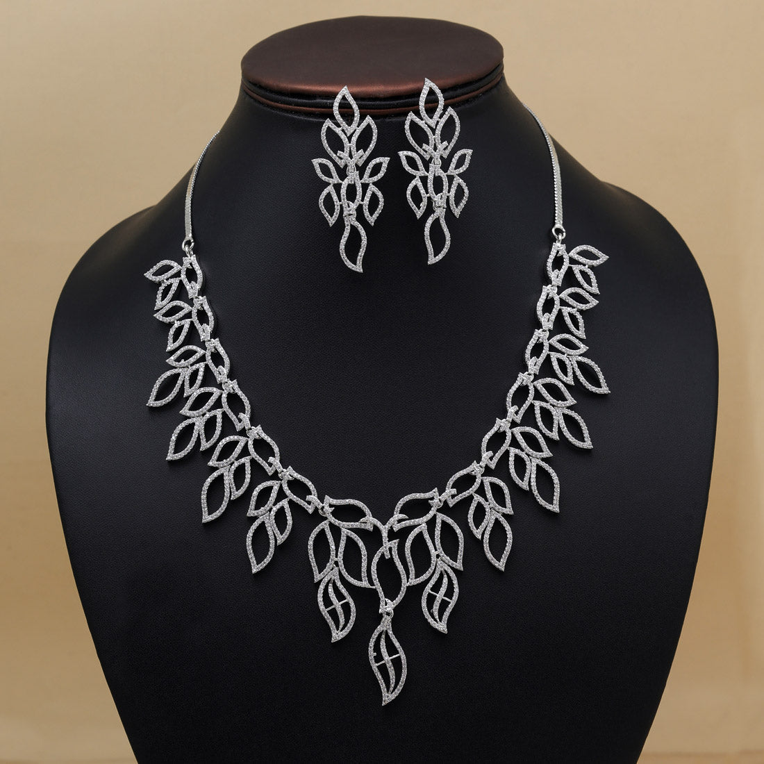 Silver Color American Diamond Necklace Set (CZN938SLV)