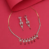 Ruby Color American Diamond Necklace Set (CZN939RUBY)