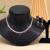 Ruby Color American Diamond Necklace Set (CZN942RUBY)