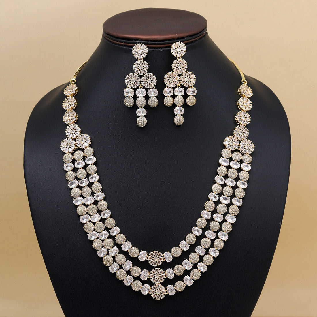 White Color American Diamond Necklace Set (CZN945WHT)
