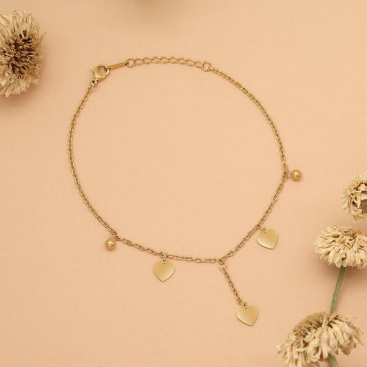 Gold Color Surgical Steel 18k Gold Plated Demi Fine Single Foot Anklets