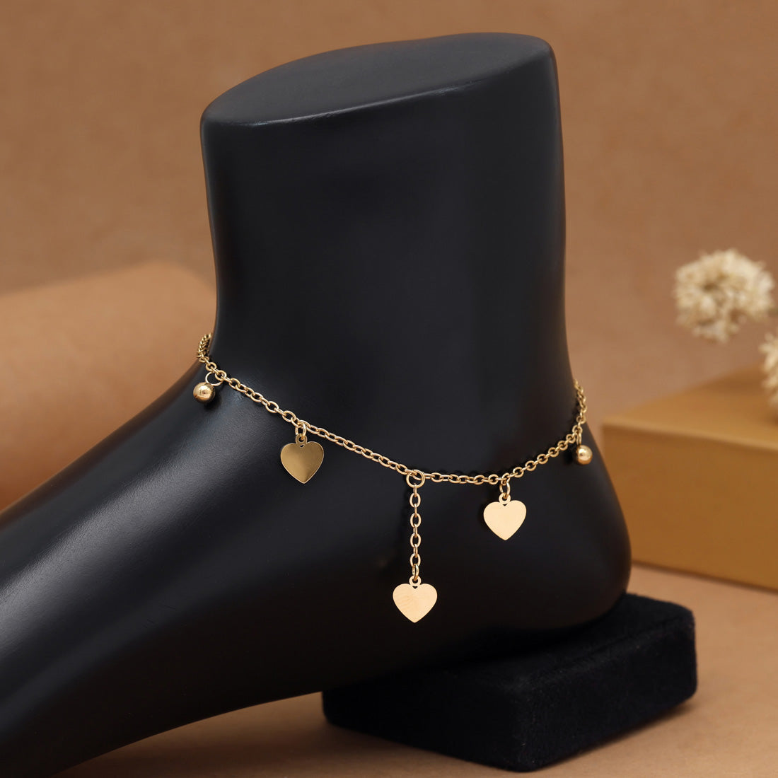 Gold Color Surgical Steel 18k Gold Plated Demi Fine Single Foot Anklets