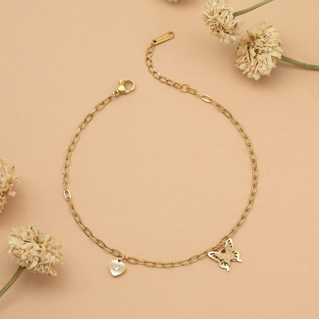 Gold Color Surgical Steel 18k Gold Plated Demi Fine Single Foot Anklets