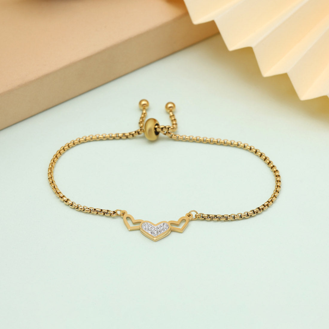 Classic White Color Stainless Steel 18k Gold Plated Demi Fine Bracelet