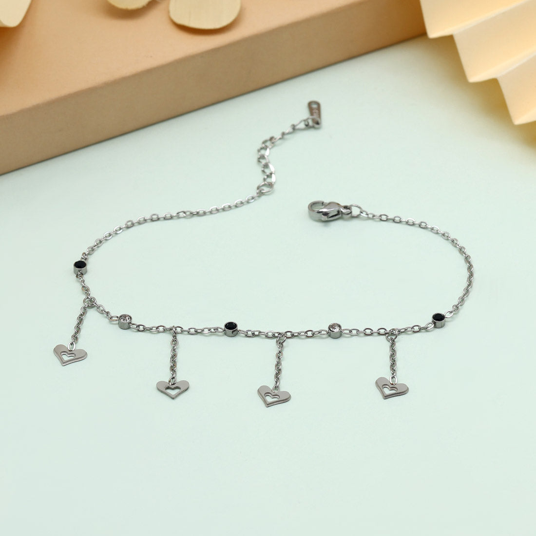 Polished Silver Color Stainless Steel Silver Plated Demi Fine Bracelet