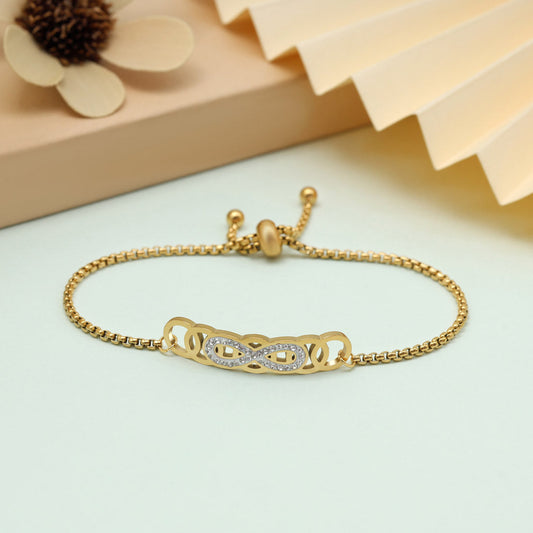 Royal Gold Color Stainless Steel 18k Gold Plated Demi Fine Bracelet