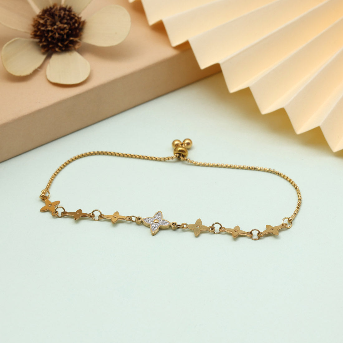 Lustrous Gold Color Stainless Steel 18k Gold Plated Demi Fine Bracelet