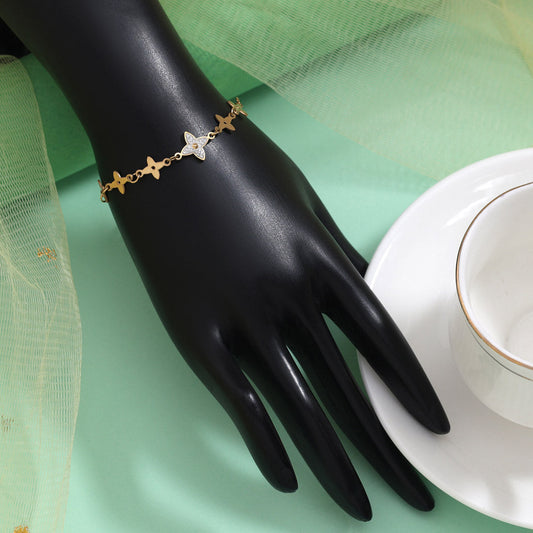 Lustrous Gold Color Stainless Steel 18k Gold Plated Demi Fine Bracelet