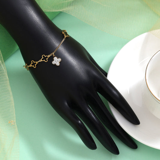 Modern Black Color Stainless Steel 18k Gold Plated Demi Fine Bracelet