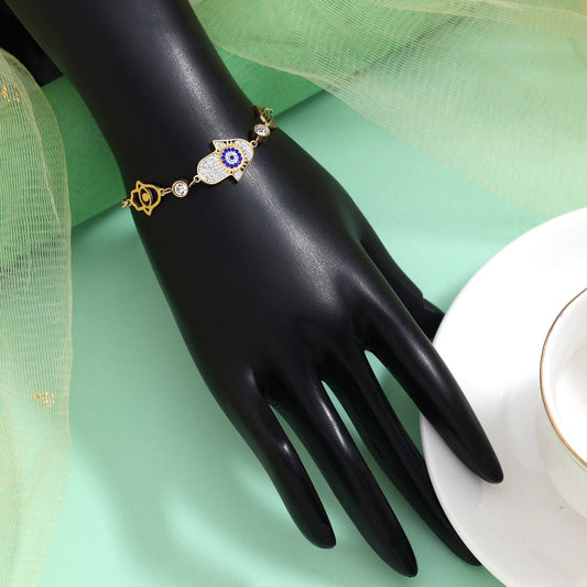 Cool Blue Color Stainless Steel 18k Gold Plated Demi Fine Bracelet