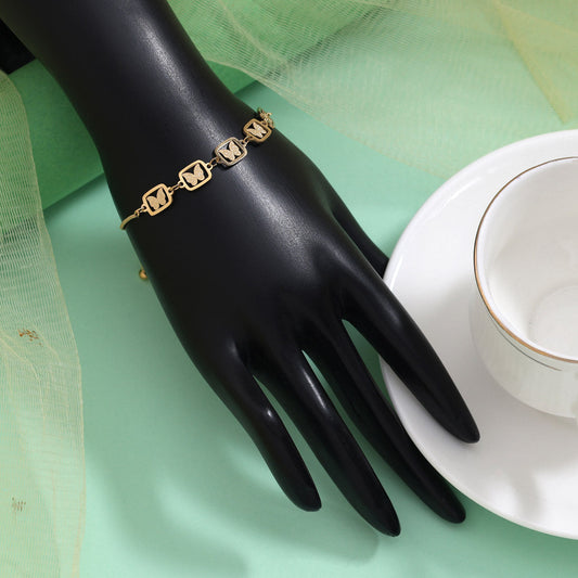 Polished Gold Color Stainless Steel 18k Gold Plated Demi Fine Bracelet