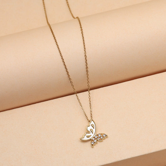 Gold Color Butterfly Shape Stainless Steel 18k Gold Plated Demi Fine Pendant