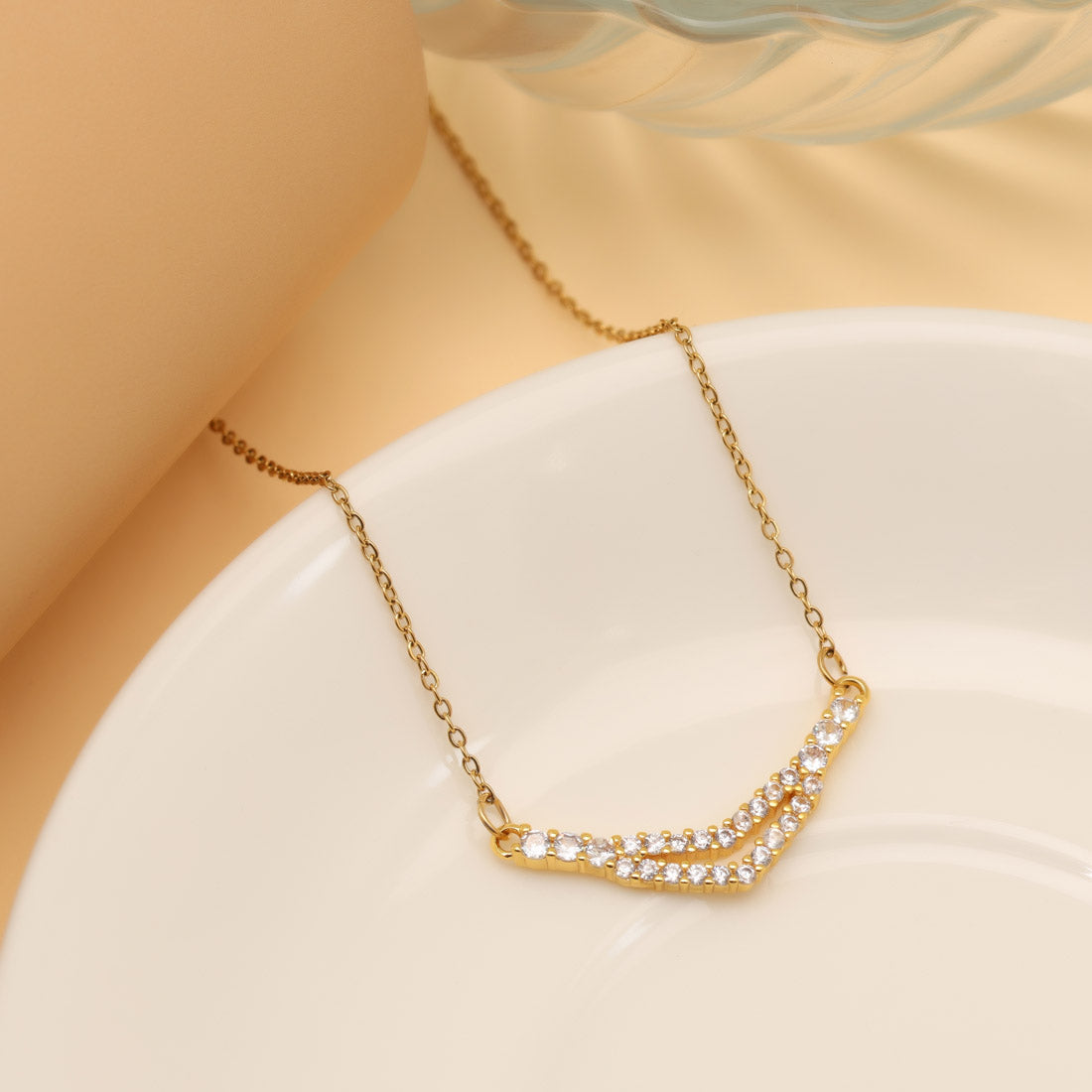 Gold Color Stainless Steel 18k Gold Plated Demi Fine Pendant