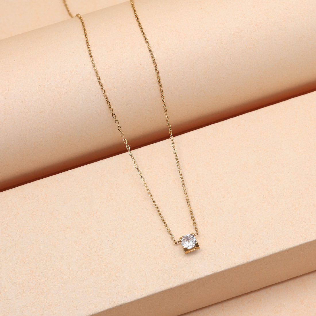 White Color Stainless Steel 18k Gold Plated Demi Fine Pendant
