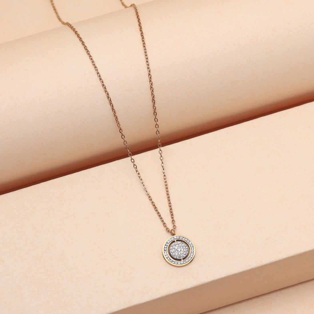 White Color Stainless Steel 18k Gold Plated Demi Fine Pendant