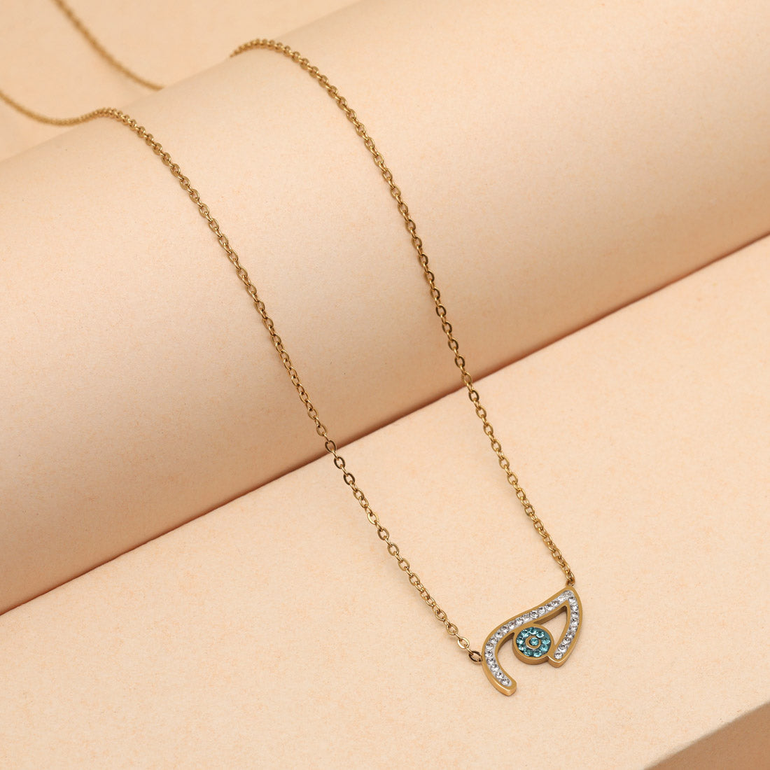 Blue Color Stainless Steel 18k Gold Plated Demi Fine Pendant