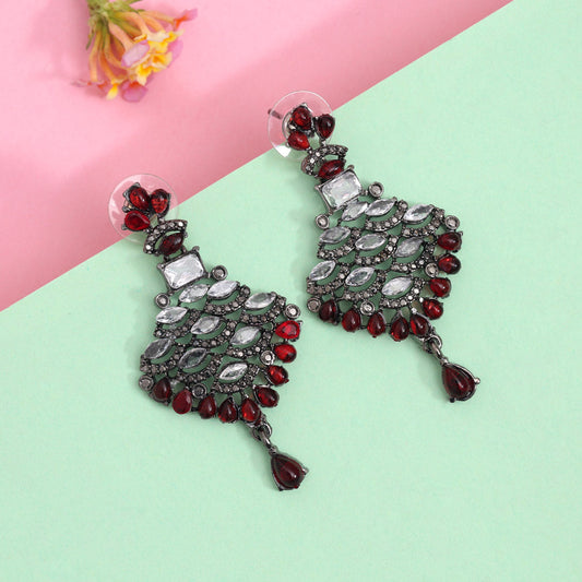 Orange Color Black Antique Earrings (DRKDE168ORG)