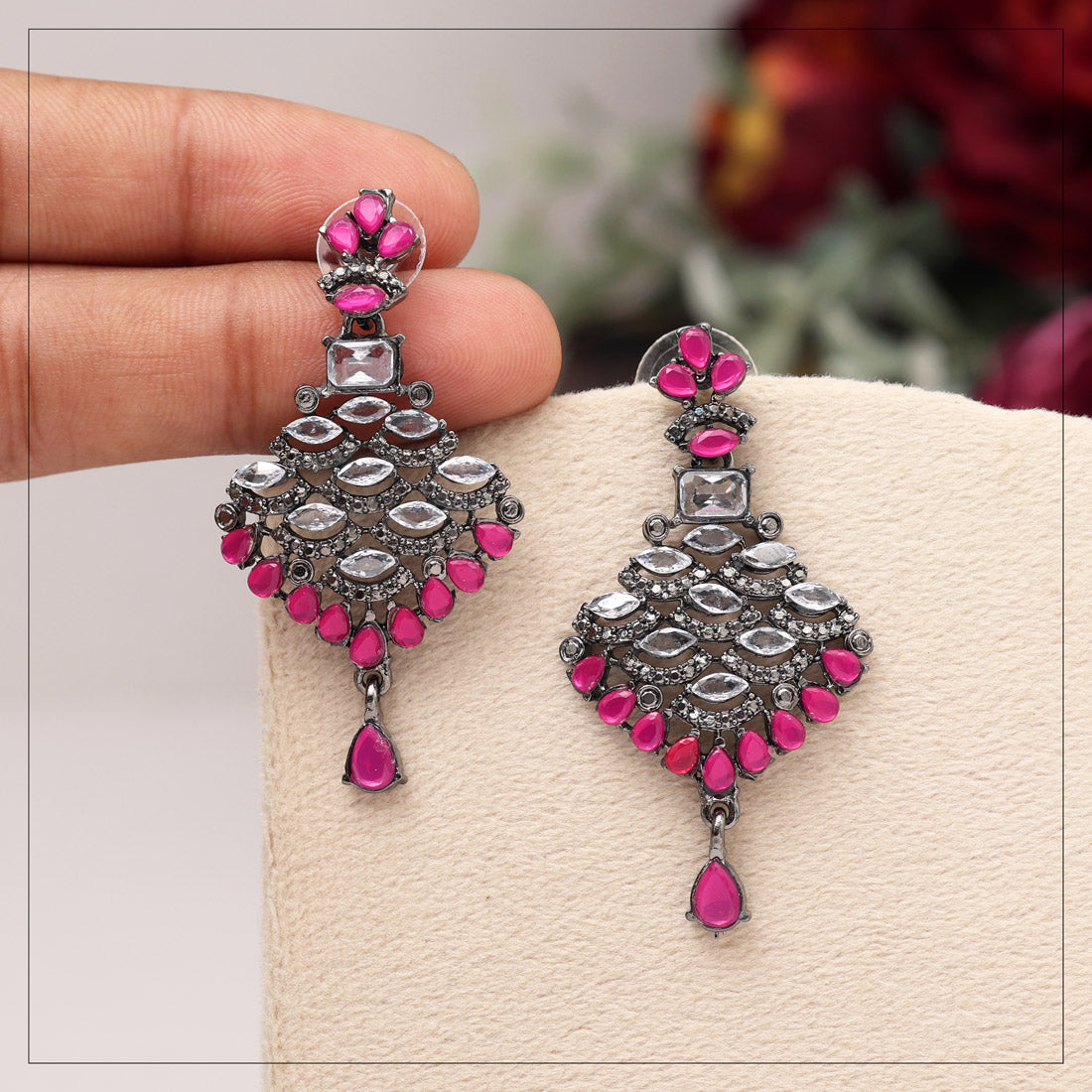 Rani Color Black Antique Earrings (DRKDE168RNI)