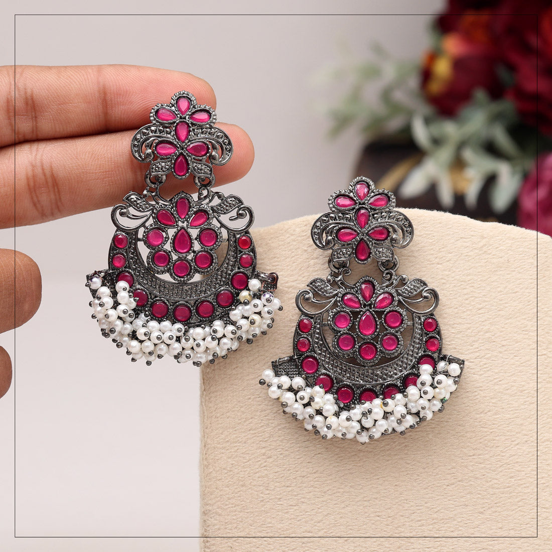 Rani Color Black Antique Earrings (DRKDE169RNI)