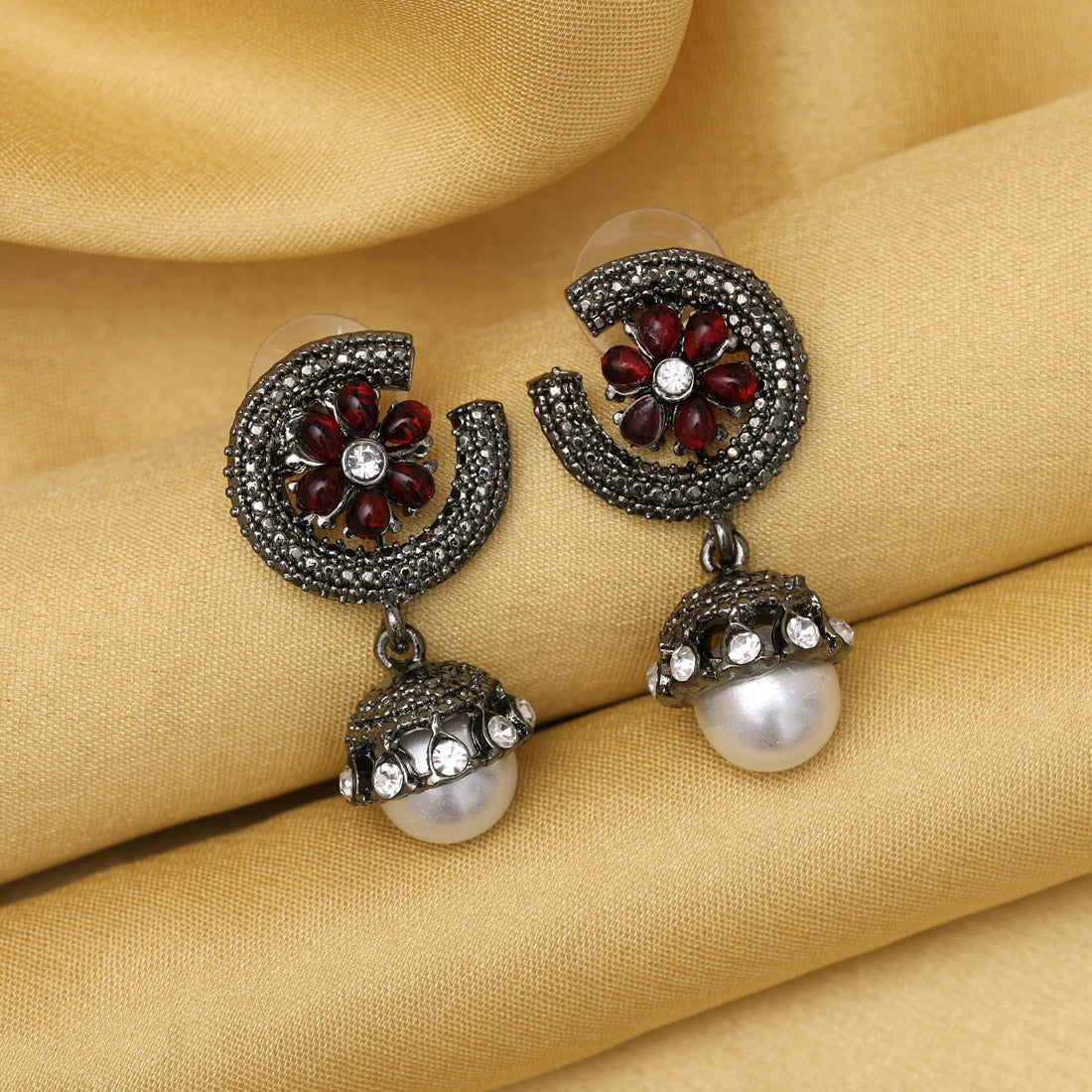 Orange Color Black Antique Earrings (DRKDE173ORG)