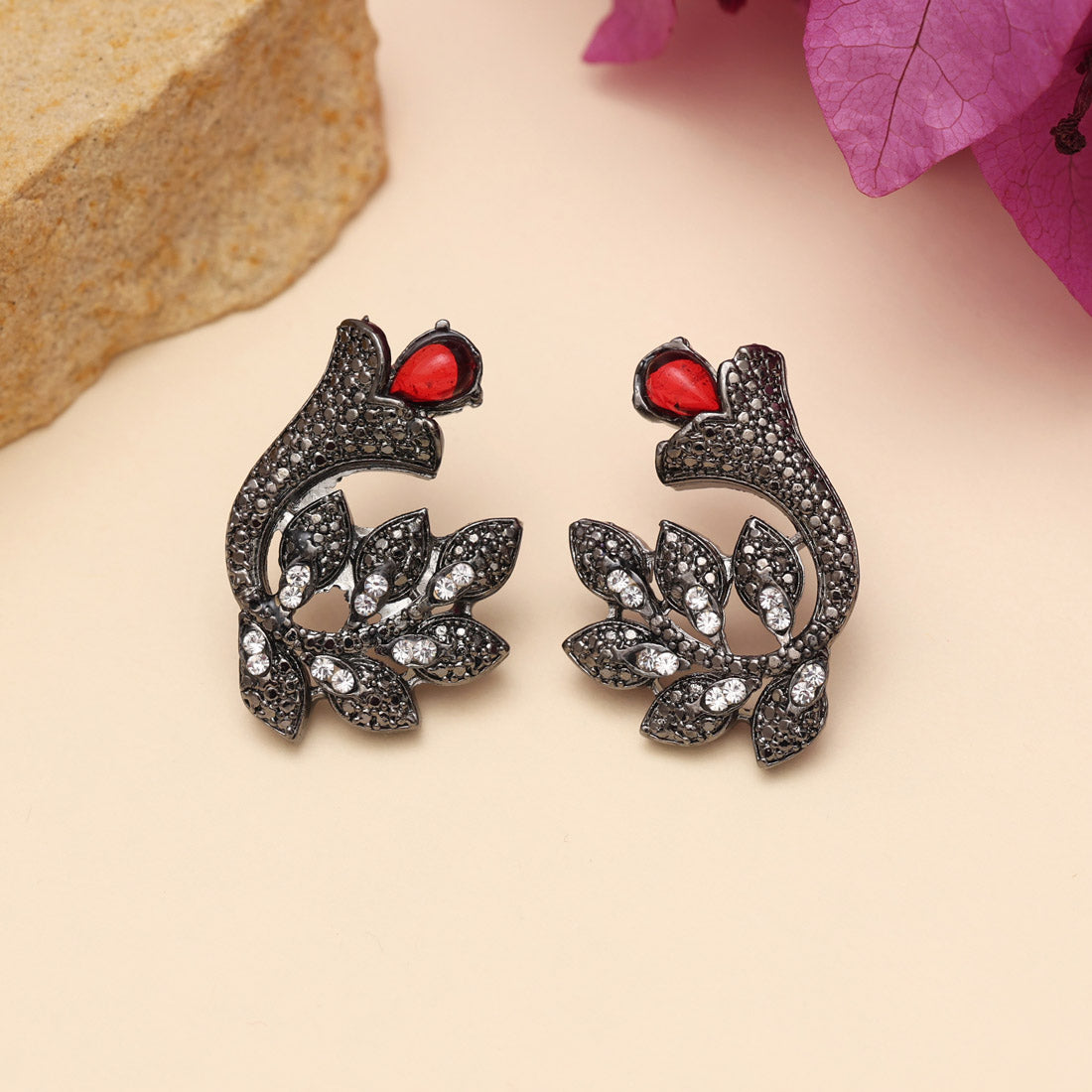 Orange Color Black Antique Earrings (DRKDE176ORG)