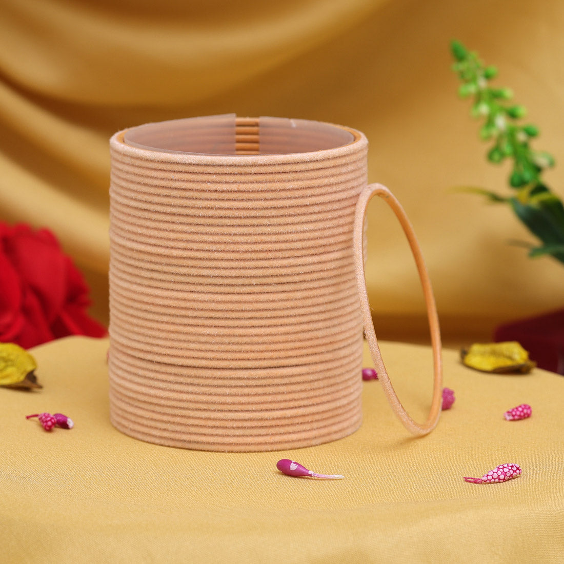 Peach Color 2 Set Of Fashion Bangles Combo Size: 2.10 (FB281CMB)