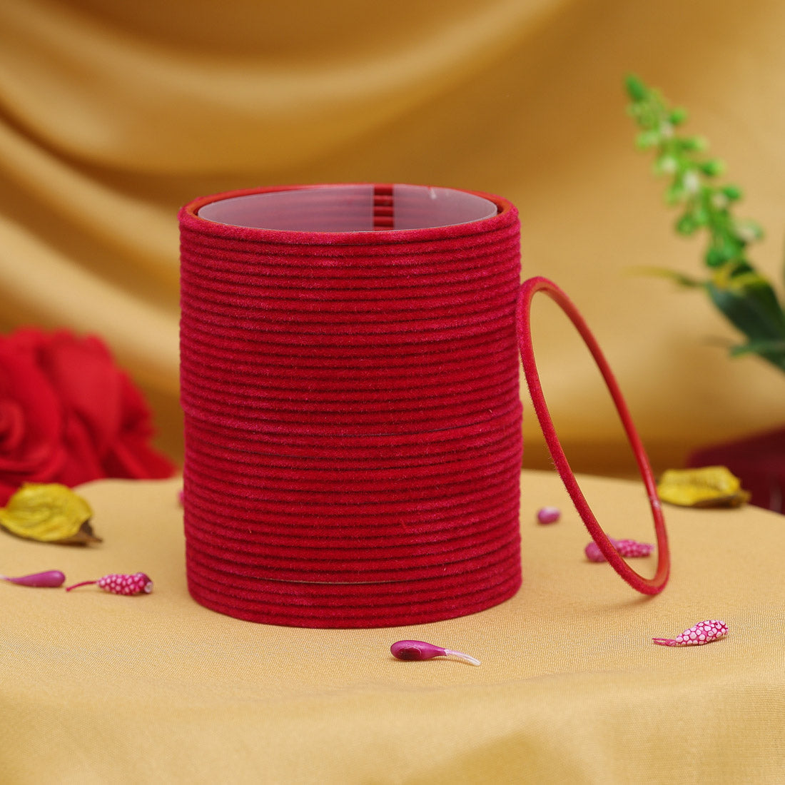 Red Color 2 Set Of Fashion Bangles Combo Size: 2.10 (FB287CMB)