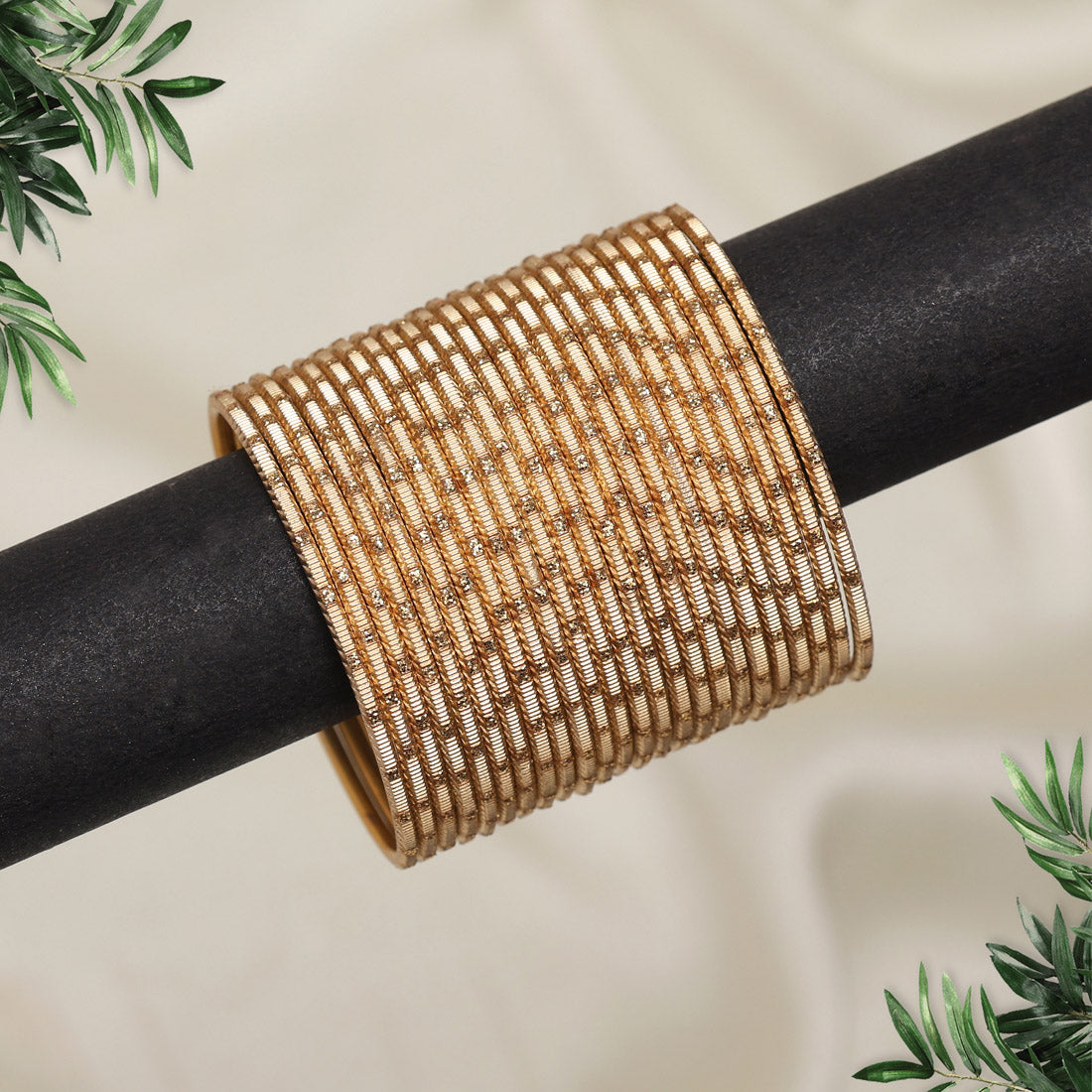 Gold Color 12 Set Of Kids Bangles Combo Size: (4 Set Of 1.14, 4 Set Of 2.0, 4 Set Of 2.2)