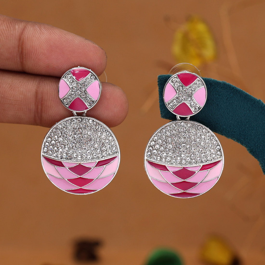 Assorted Color Meena Work 6 Pairs Of Fashion Earrings (FE103CMB)