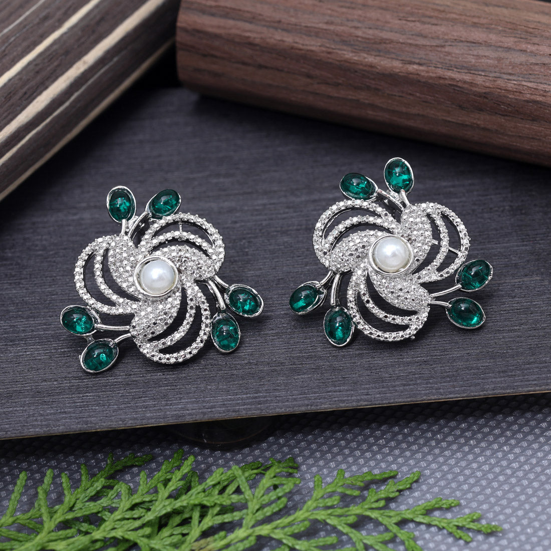 Green Color Fashion Earrings (FE104GRN)