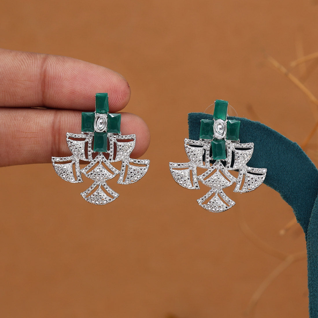 Green Color Fashion Earrings (FE114GRN)