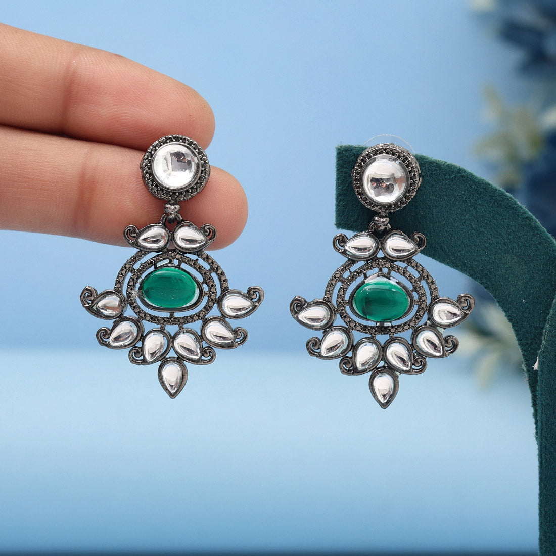 Green Color Fashion Earrings