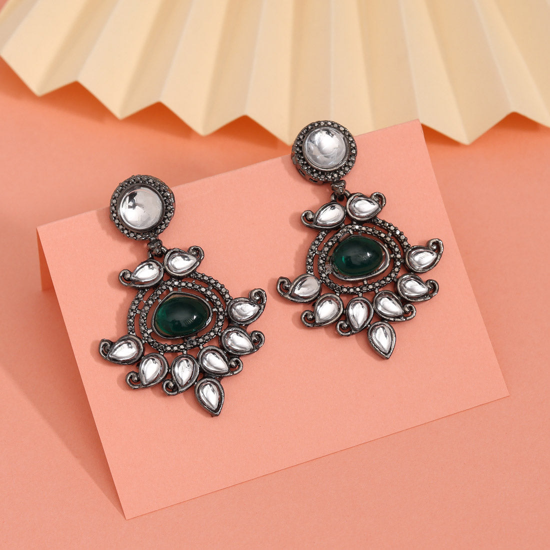 Green Color Fashion Earrings
