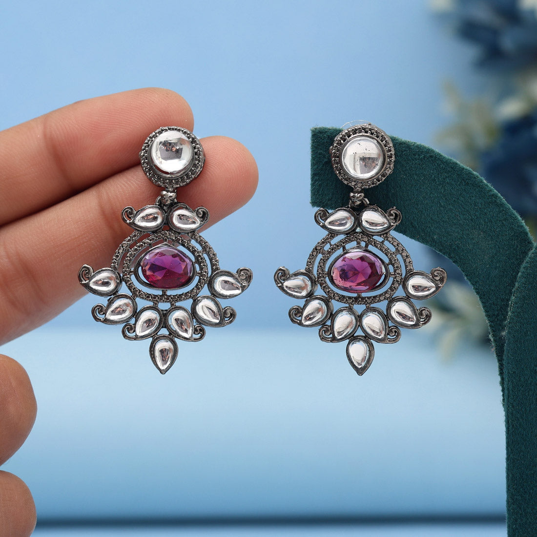 Magenta Color Fashion Earrings