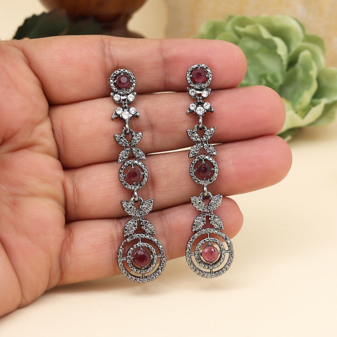 Magenta Color Fashion Earrings