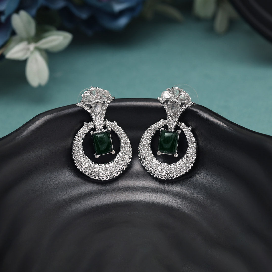 Green Color Fashion Earrings