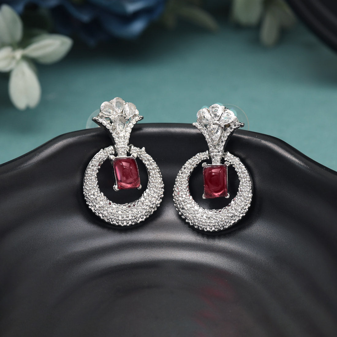 Magenta Color Fashion Earrings