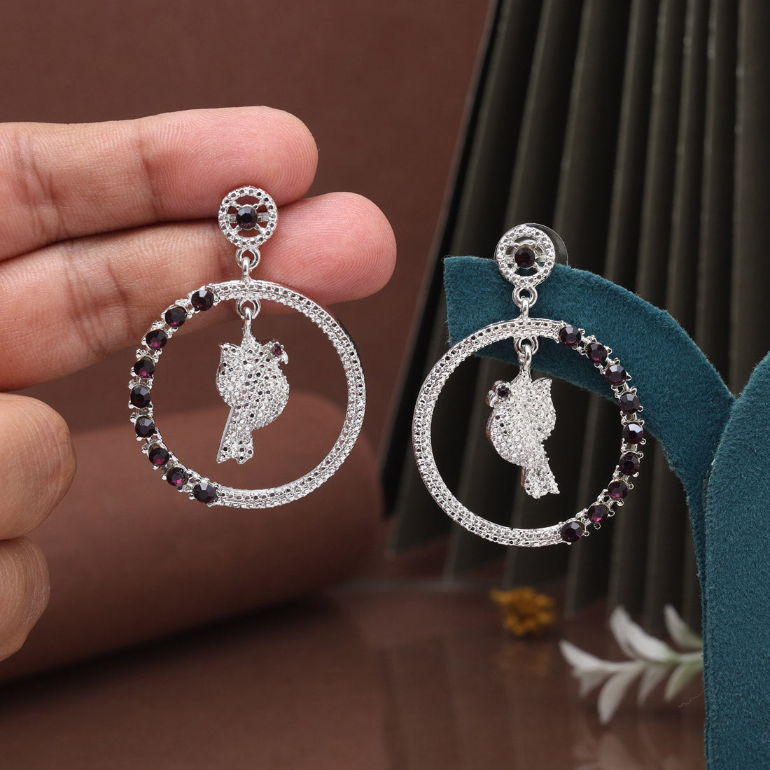 Sophisticated Maroon Color Fashion Earrings