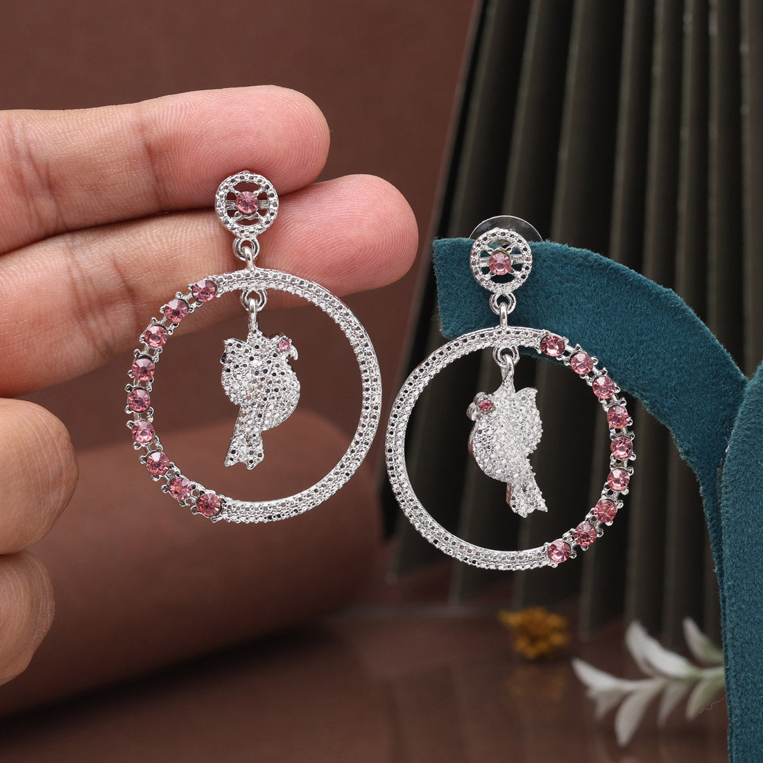 Sophisticated Maroon Color Fashion Earrings