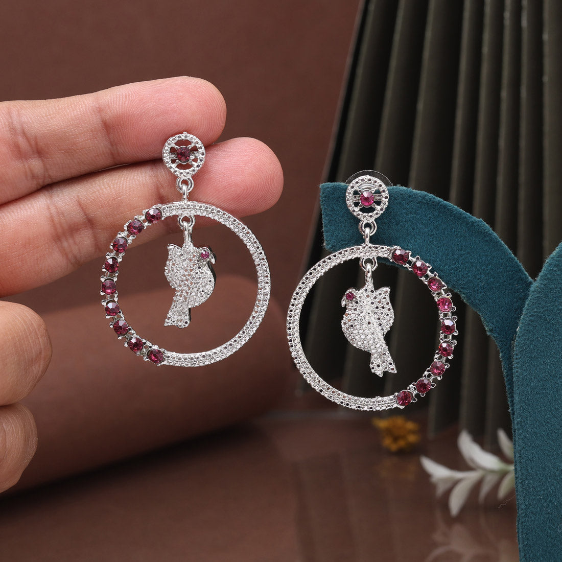 Sophisticated Maroon Color Fashion Earrings